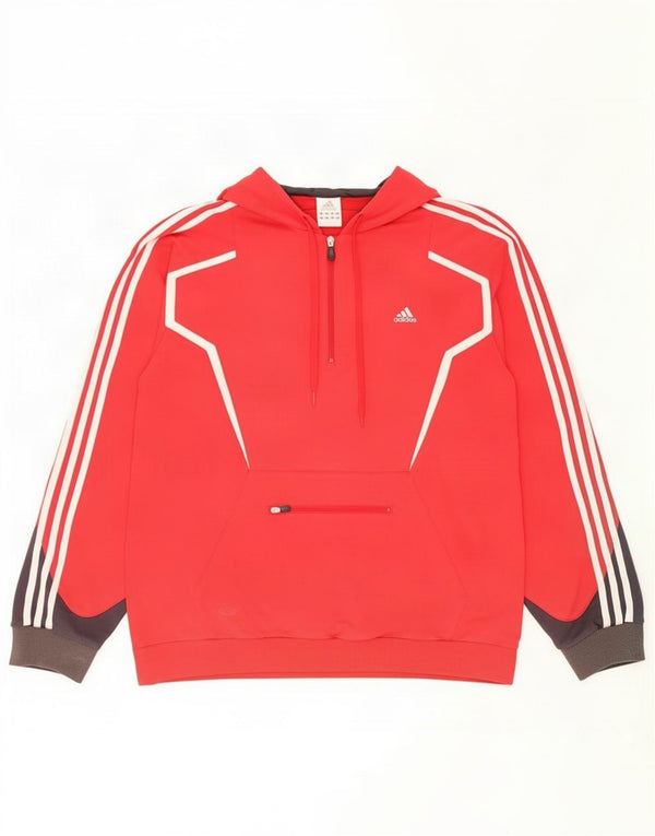 Adidas Herren Kapuzenpullover XL Rot Colourblock Baumwolle