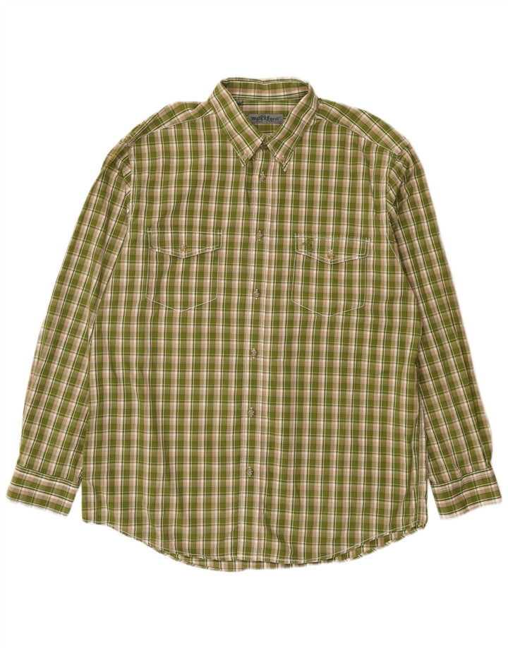 Wald & Forst Herren-Flanellhemd, Größe 43/44, XL, Khaki, kariert, Baumwolle
