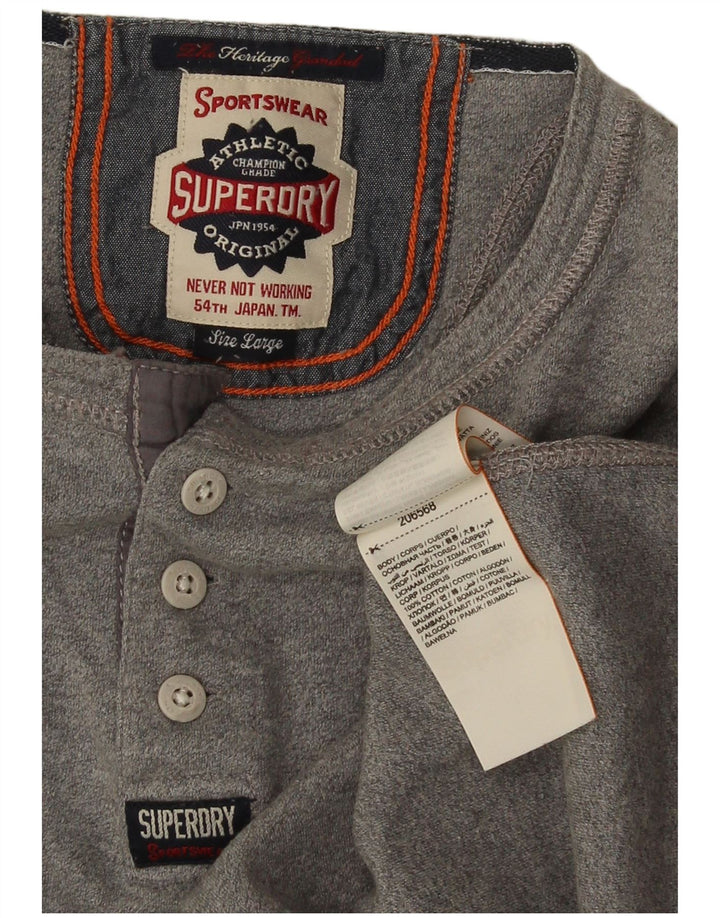 Superdry Herren T-Shirt Top Large Grau Baumwolle