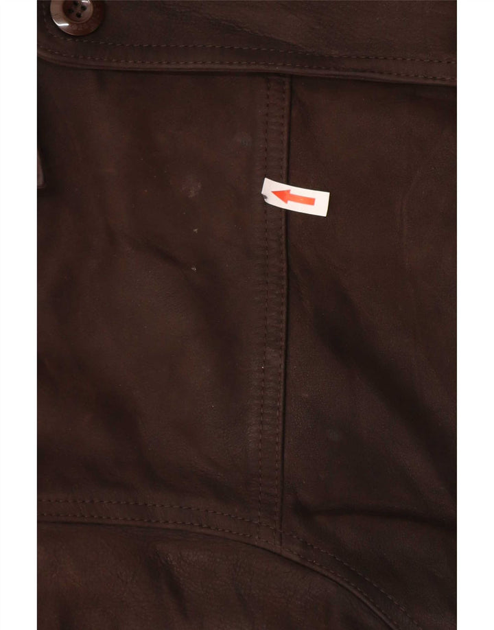 Marlboro Classics Herren-Lederjacke mit normaler Passform, Größe 40, Braun, Klassisch