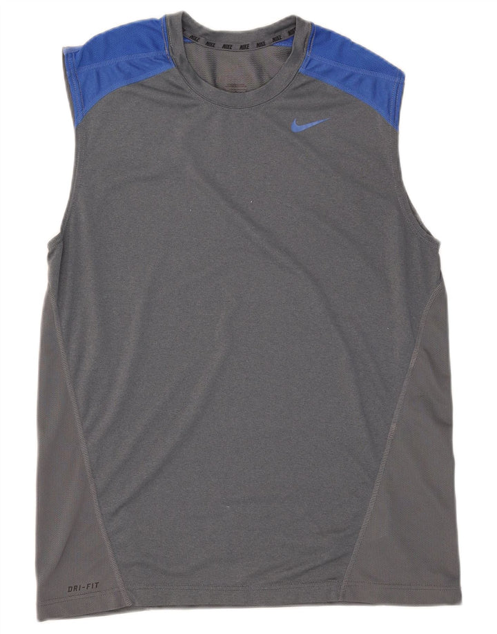 Nike Herren Dri Fit Weste Top Mittelgraues Colourblock-Polyester