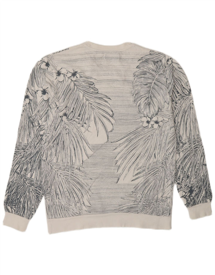 Zara Herren-Sweatshirt-Pullover aus mittelweißer, geblümter Baumwolle