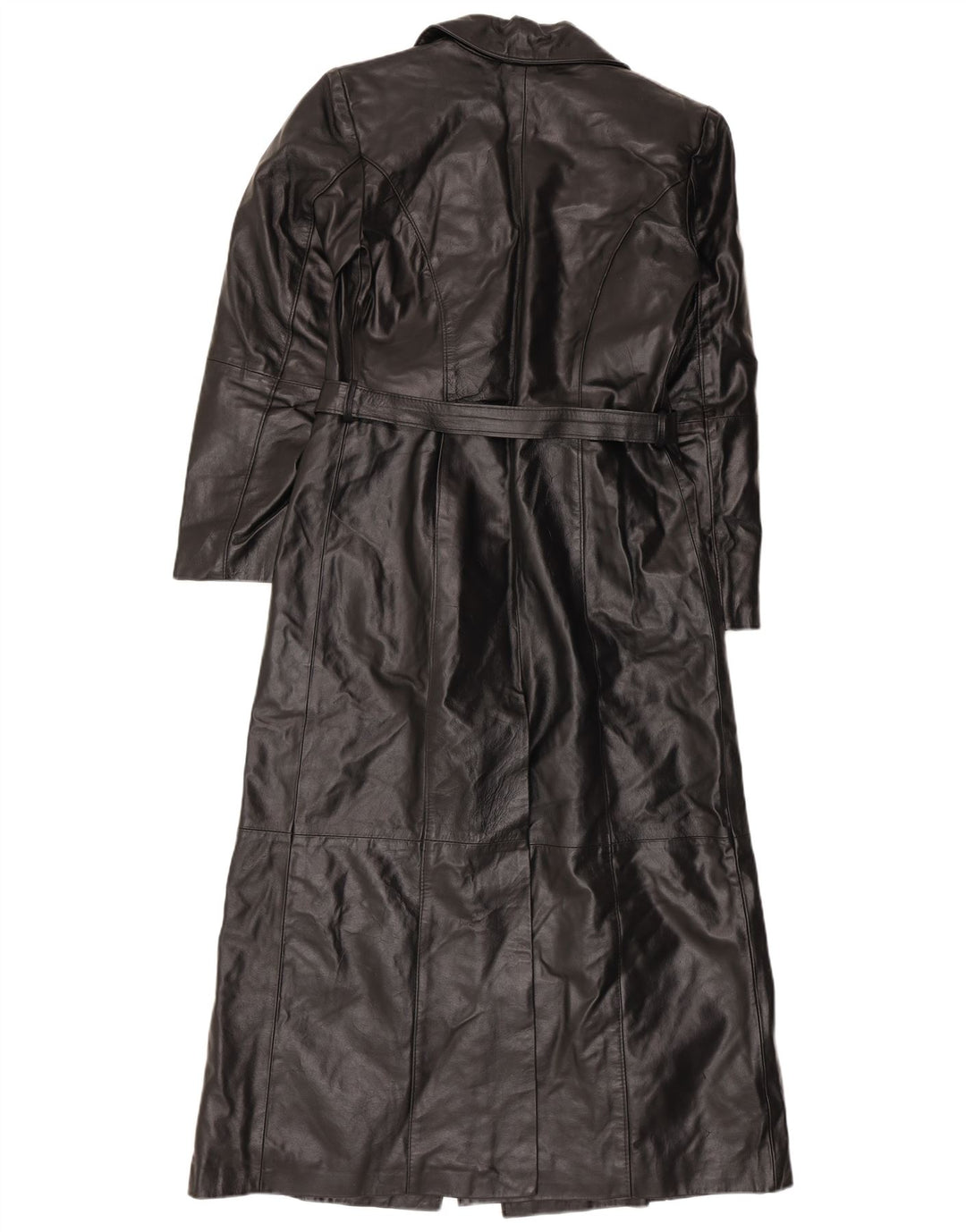 Vintage Damen Ledermantel IT 42 Mittelschwarzes Leder