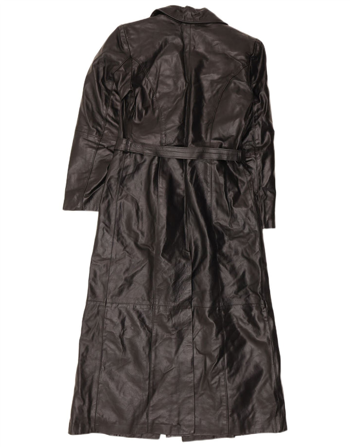 Vintage Damen Ledermantel IT 42 Mittelschwarzes Leder