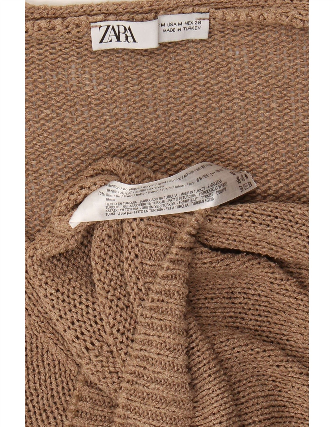 ZARA Womens Oversized Cardigan Sweater UK 14 Medium Brown Acrylic Vintage Zara and Second-Hand Zara from Messina Hembry 