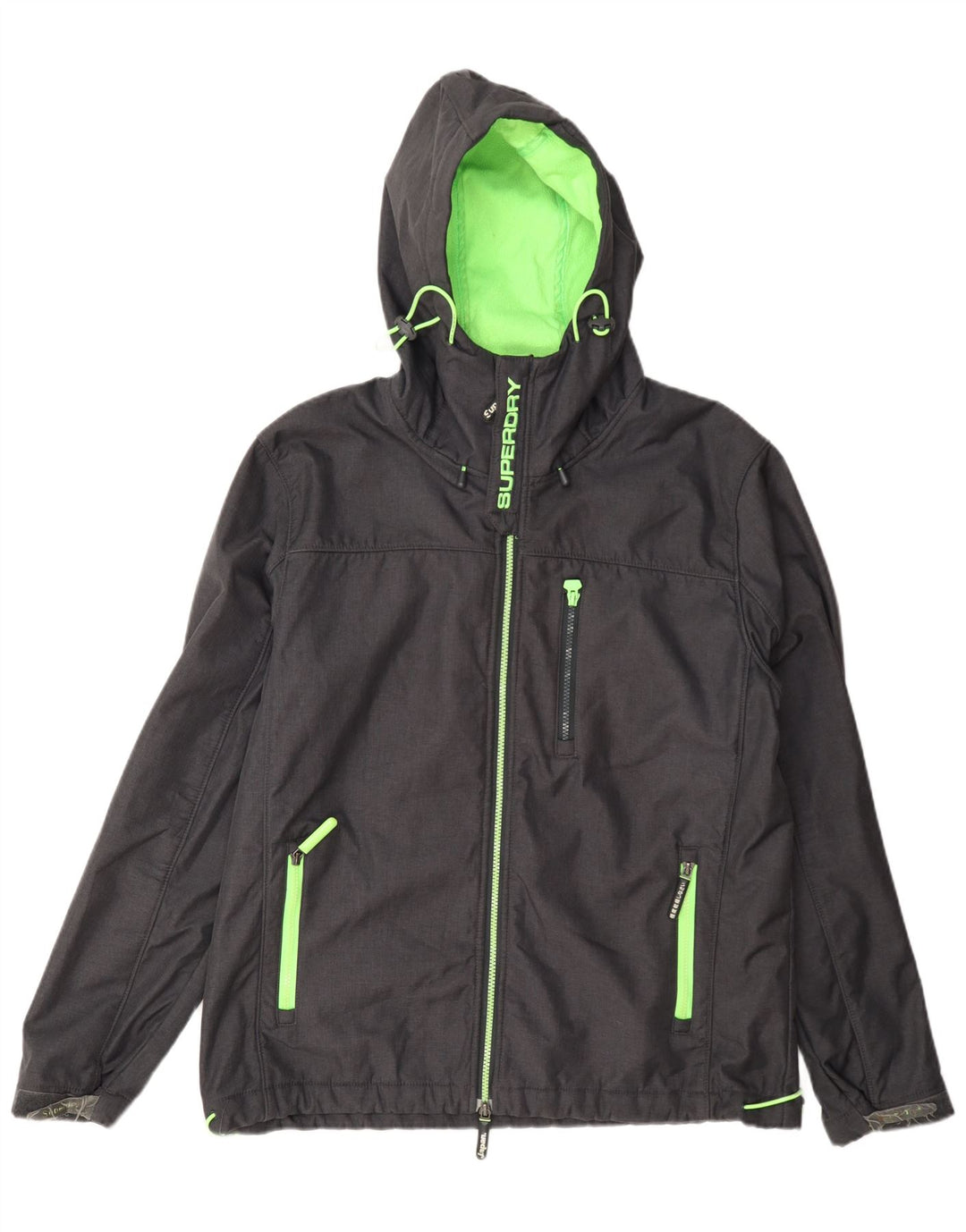 Superdry Herren Windtrekker Regenjacke mit Kapuze UK 44 2XL Grau Polyester