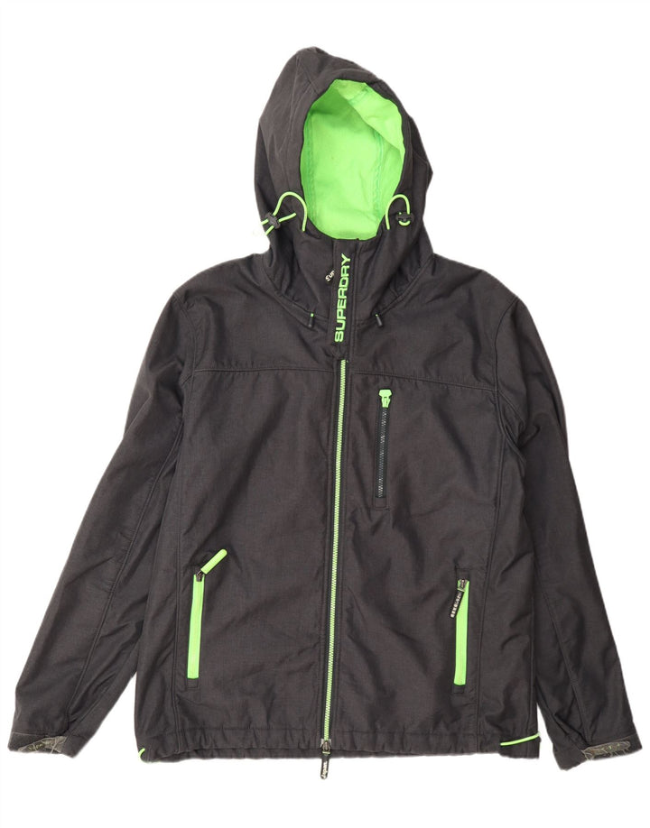 Superdry Herren Windtrekker Regenjacke mit Kapuze UK 44 2XL Grau Polyester
