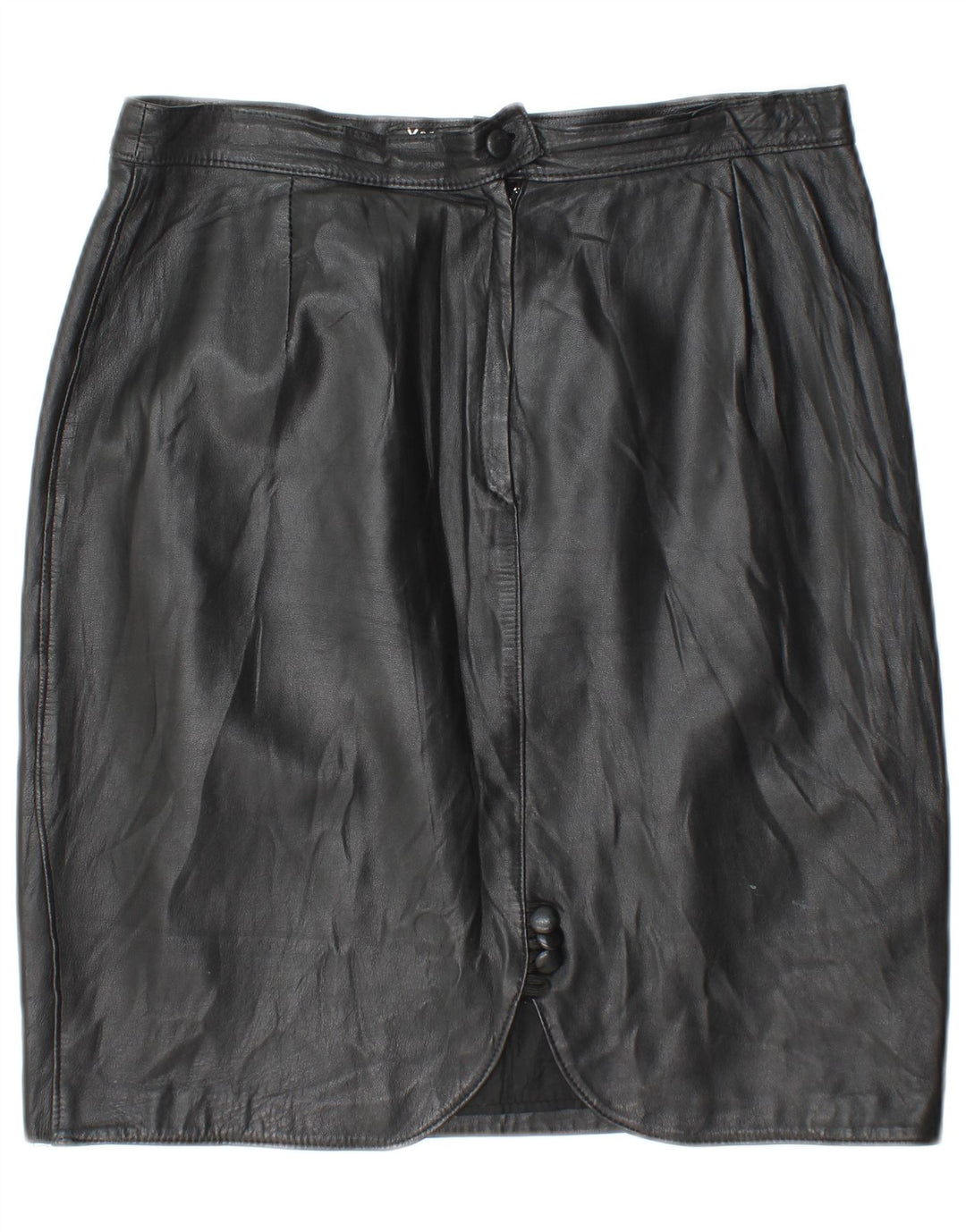 Vintage Damen Lederrock IT 50 XL W32 Schwarzes Leder
