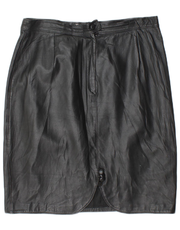 Vintage Damen Lederrock IT 50 XL W32 Schwarzes Leder