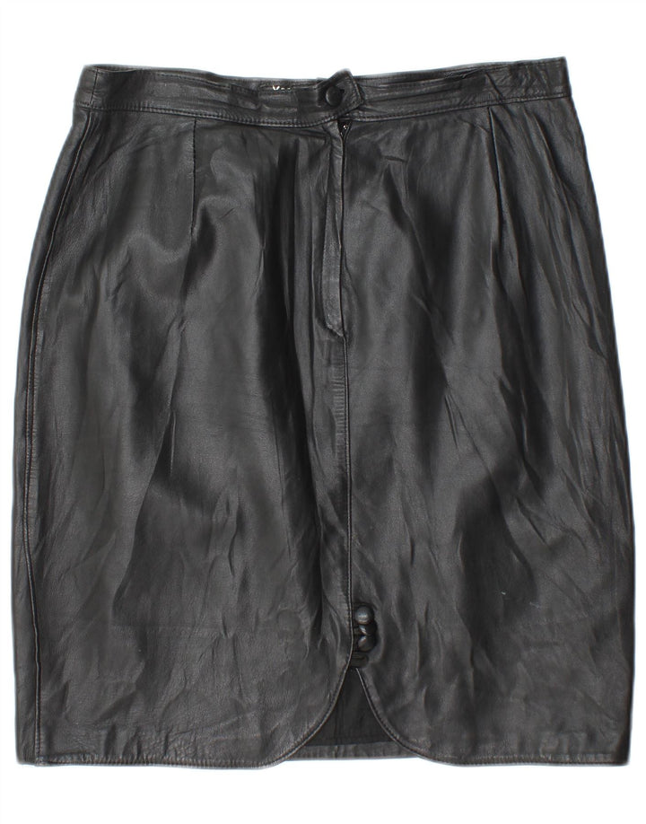 Vintage Damen Lederrock IT 50 XL W32 Schwarzes Leder