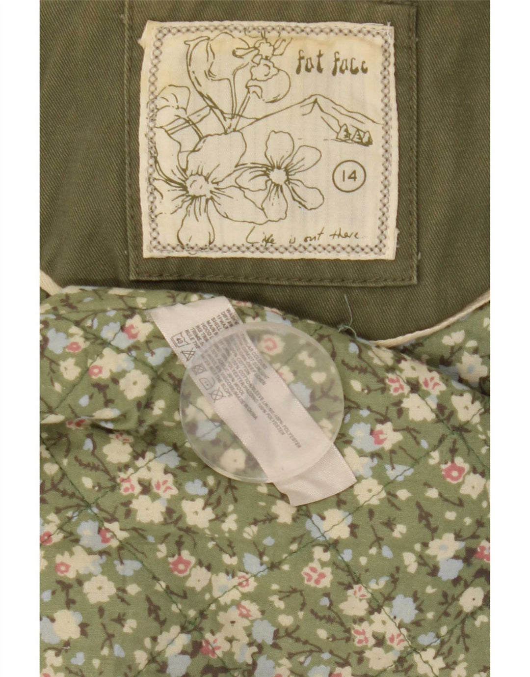 Fat Face Damen-Parka mit Kapuze, UK 14, mittlere Khaki-Baumwolle
