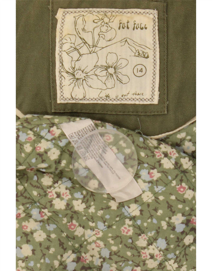 Fat Face Damen-Parka mit Kapuze, UK 14, mittlere Khaki-Baumwolle
