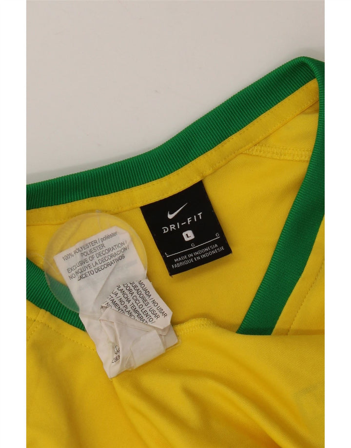 Nike Herren Brasil T-Shirt Top Large Gelb Polyester