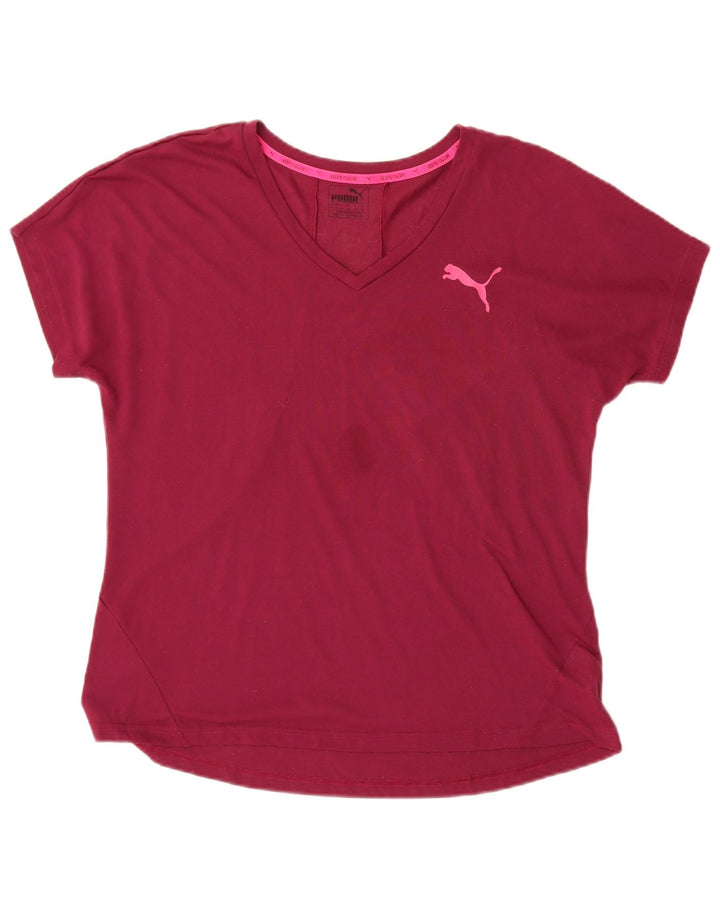 Puma Damen T-Shirt Top UK 16 Large Burgund Polyester