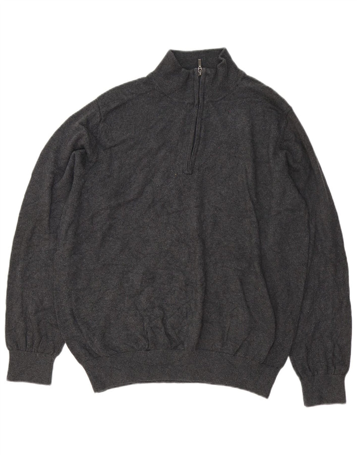 L.L.Bean Herren-Pullover mit normaler Passform und Reißverschluss am Hals, mittelgrau, klassisch