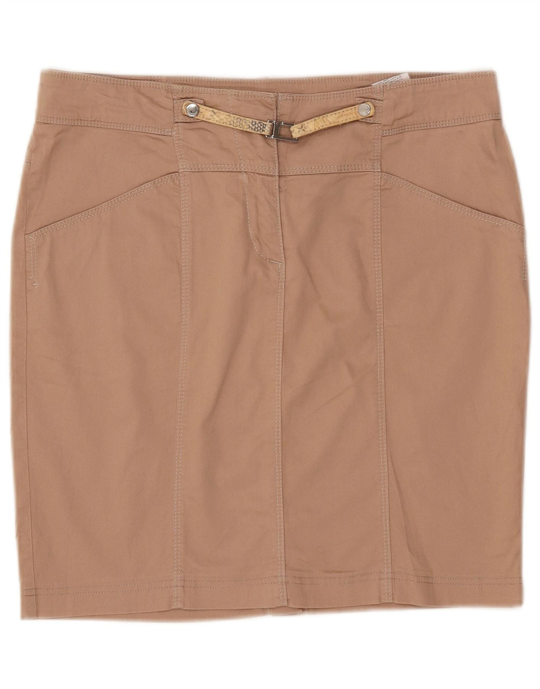 Trussardi Damen Bleistiftrock IT 46 Large W32 Beige Baumwolle