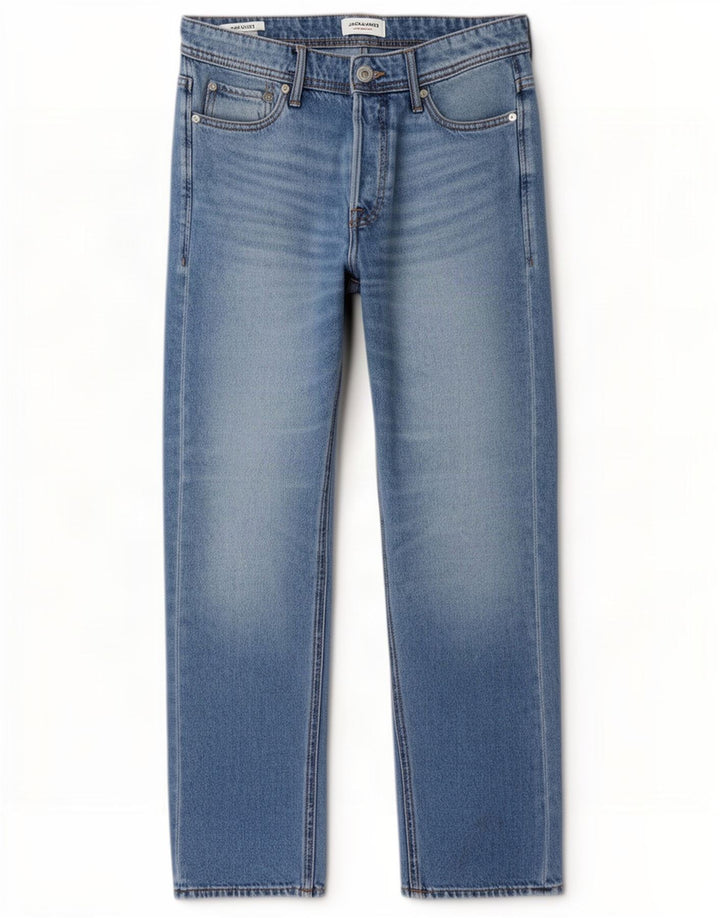 Jack & Jones Herren Chris Straight Jeans W30 L32 Blaue Baumwolle