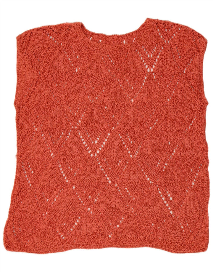 VINTAGE Damen Weste Tank Top UK 16 Large Braun Argyle/Diamant