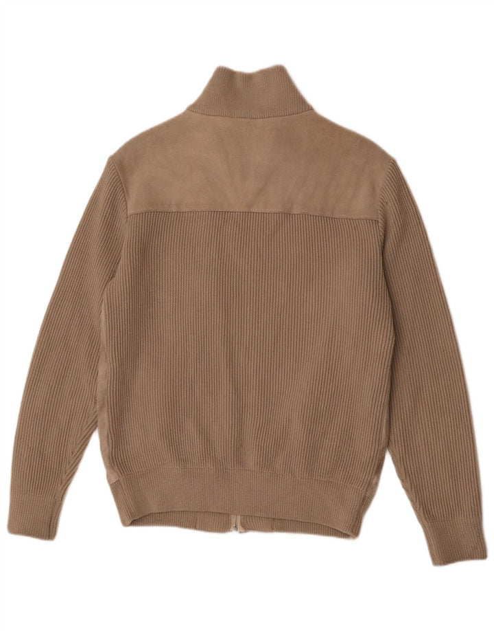 C&A Herren-Strickjacke aus Wildleder, EU 52/54, groß, beige, Polyacryl