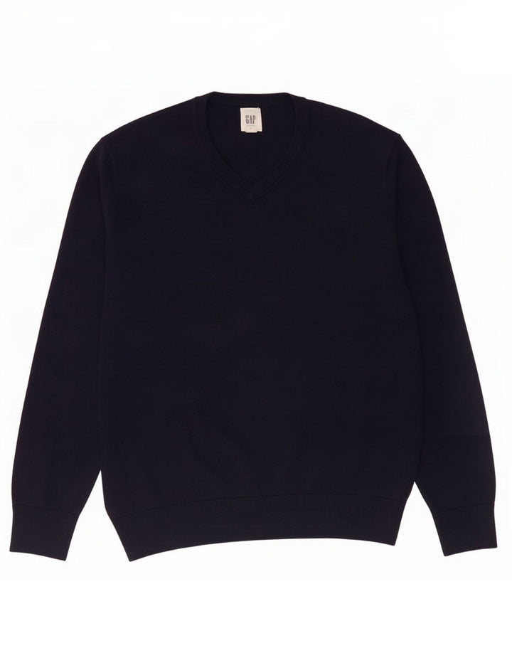 Gap Herren-Pullover mit V-Ausschnitt aus Merinowolle in Mittelblau