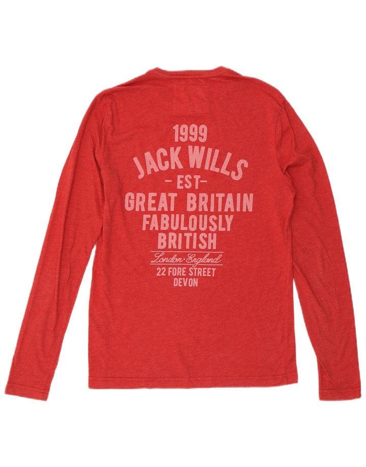 JACK WILLS Herren-Oberteil mit Grafik, langärmlig, klein, rot, Baumwolle