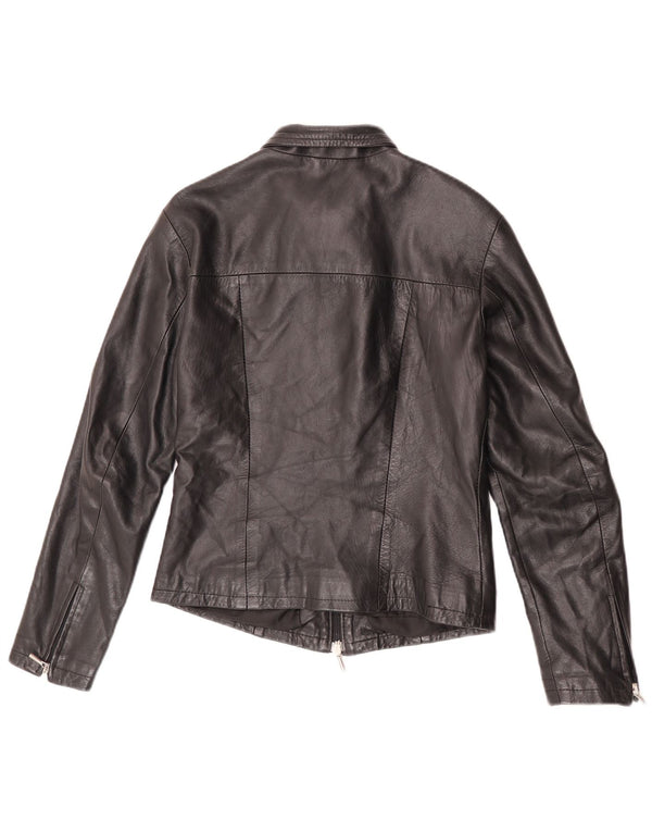 Vintage Damen Lederjacke UK 12 Mittelschwarzes Leder
