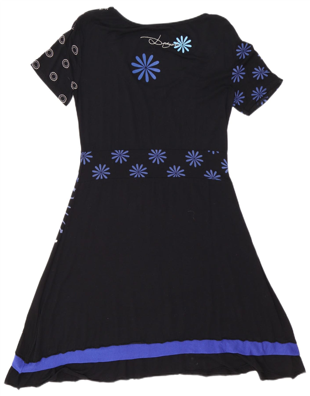 DESIGUAL Damen A-Linien-Kleid UK 18 XL Schwarz geblümte Viskose