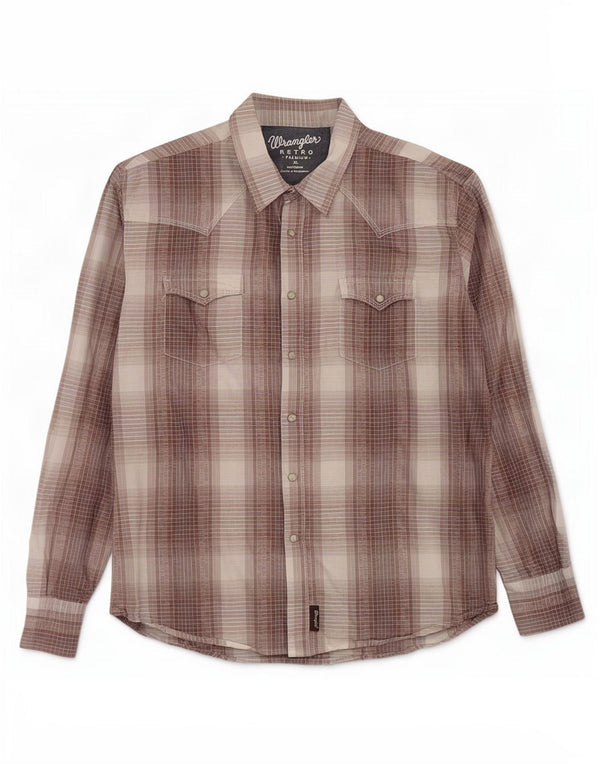 Wrangler Herrenhemd XL, braun kariert, Baumwolle