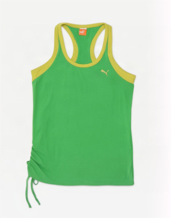 Puma Damen Crop Vest Top UK 10 Small Grün Farbblock