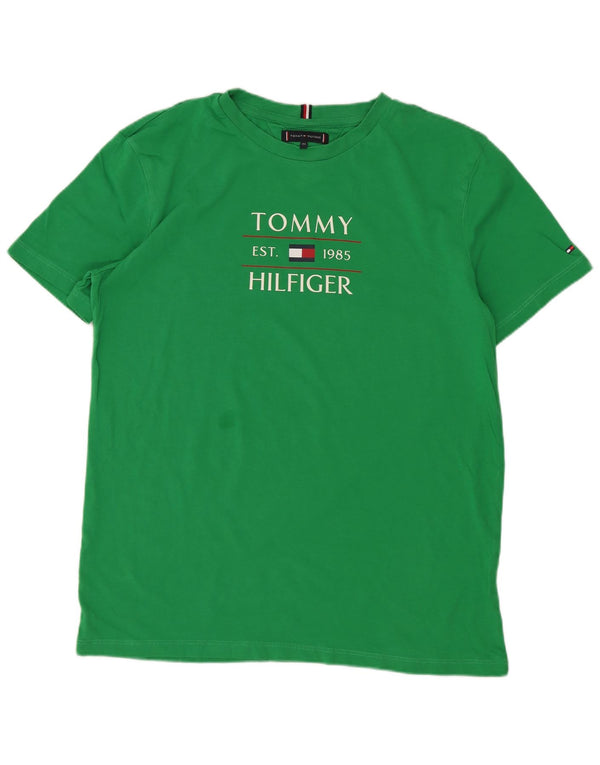Tommy Hilfiger Jungen T-Shirt mit normaler Grafik, 15–16 Jahre, Grün