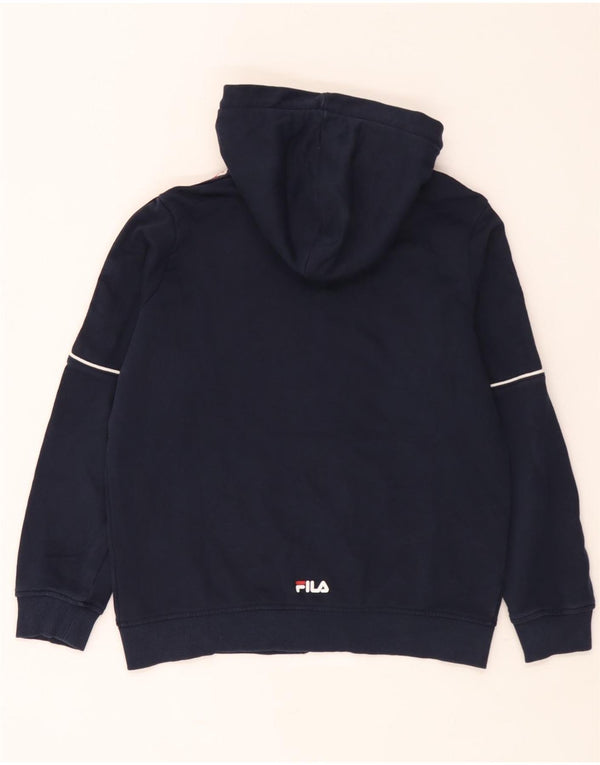 Fila Kapuzenpullover mit grafischem Reißverschluss für Jungen, 11–12 Jahre, Marineblau, Farbblock