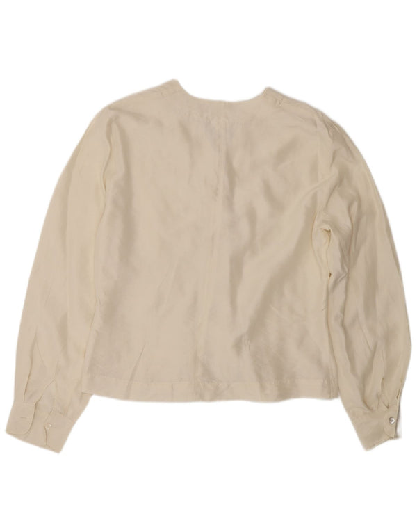 Vintage Damen Hemdbluse UK 14 Medium Off White Silk