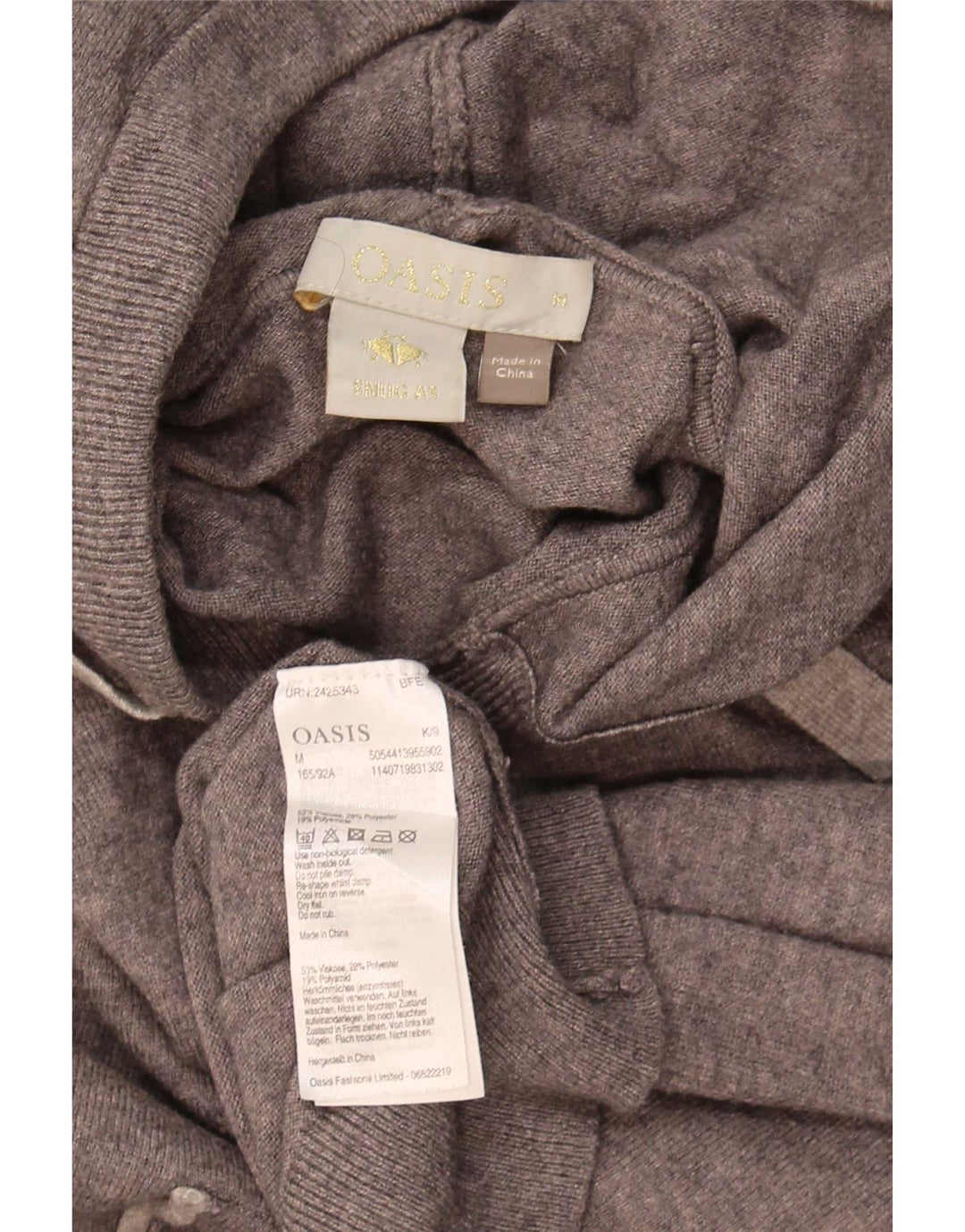 Oasis Damen-Pullover mit Kapuze, UK 14, mittelgrau gefleckte Viskose