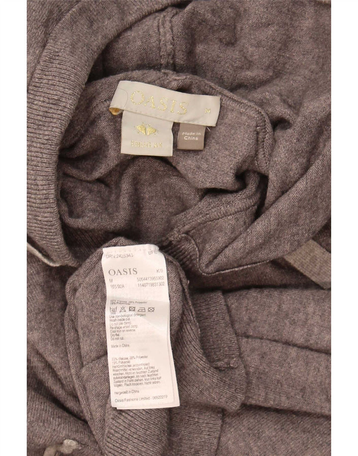 Oasis Damen-Pullover mit Kapuze, UK 14, mittelgrau gefleckte Viskose