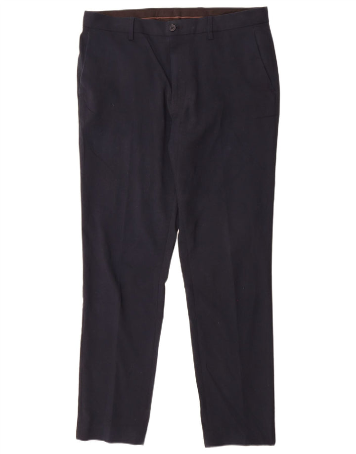 Marks & Spencer Herren-Anzughose in schmaler Passform, W34, L31, Marineblau, Polyester