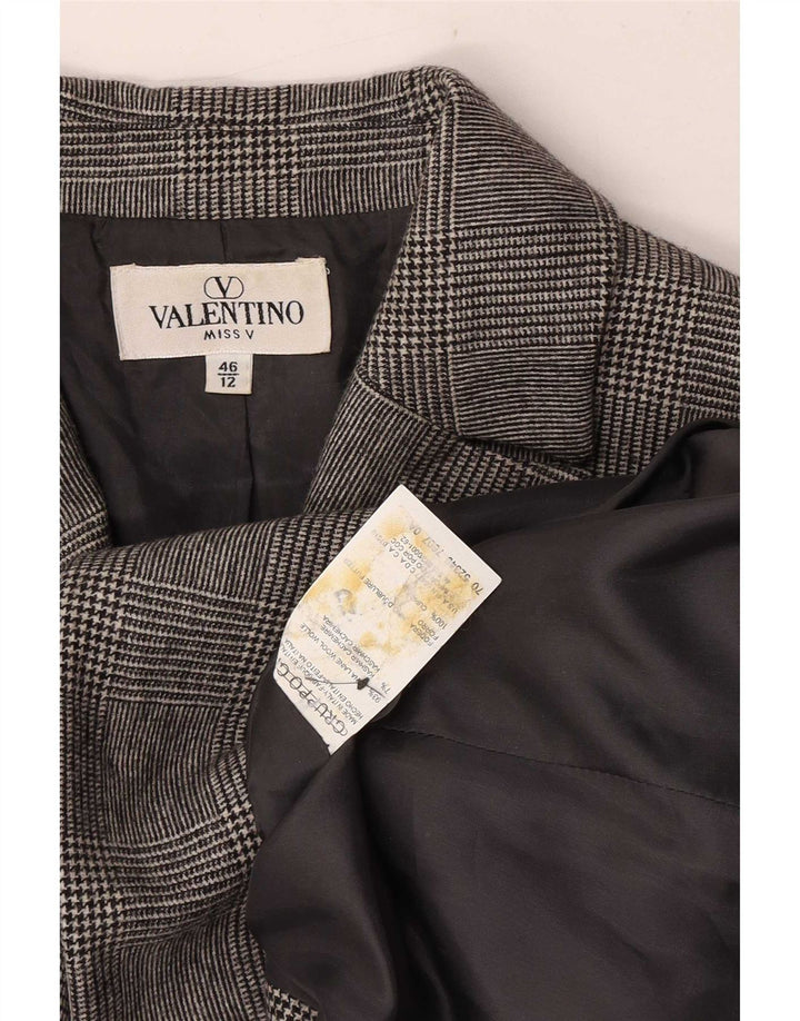 Valentino Damen 3-Knopf-Blazerjacke UK 12 Mittelgrauer Hahnentrittmuster