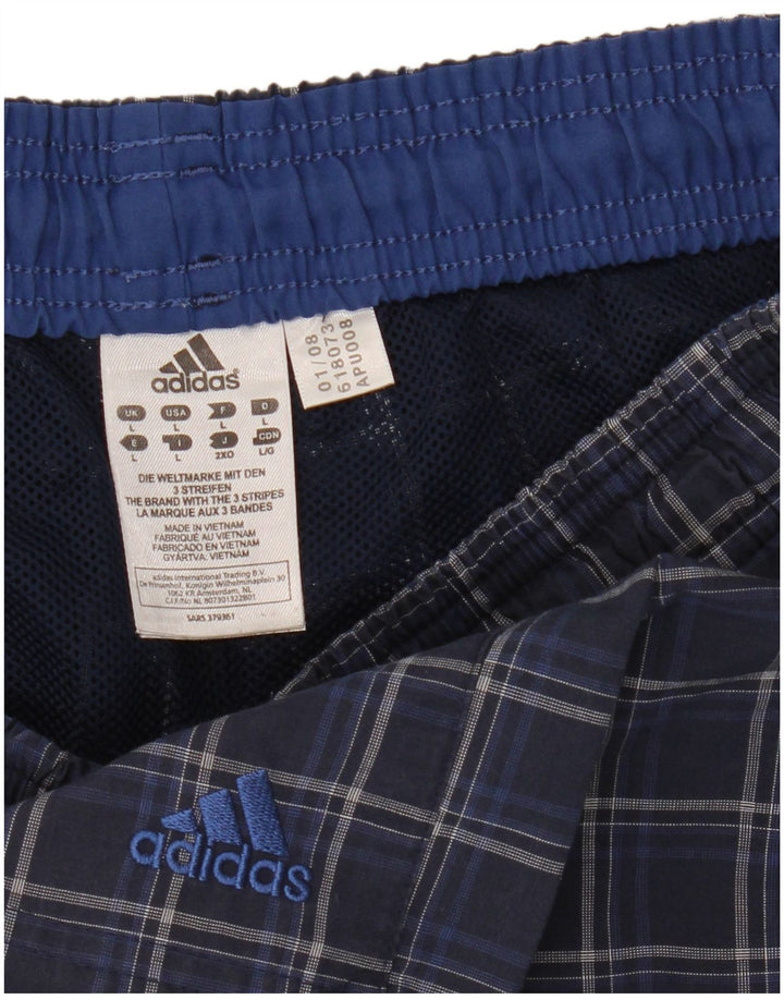 Adidas Herren-Badeshorts, groß, blau kariert, Polyester