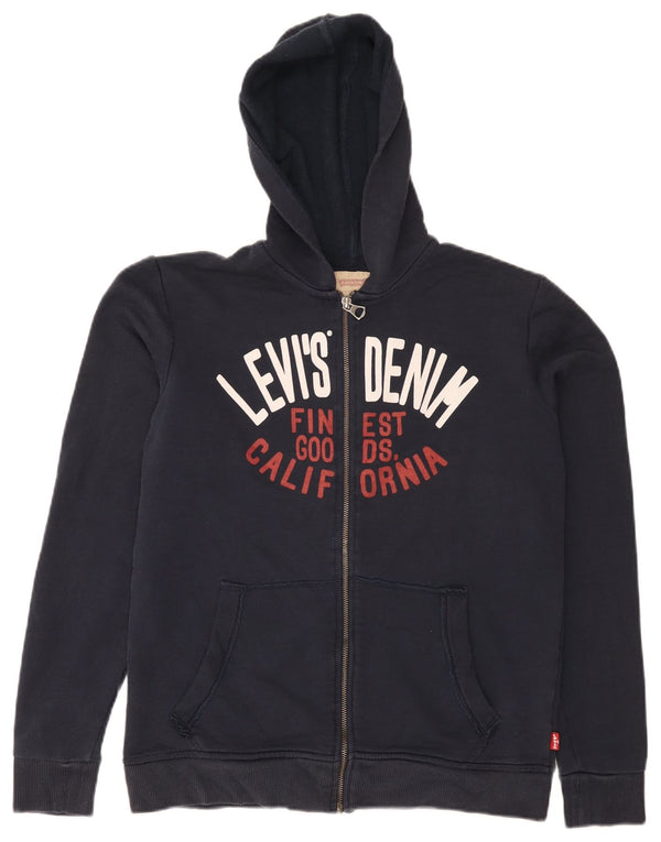 Levi's Jungen-Kapuzenpullover mit grafischem Reißverschluss, 15–16 Jahre, marineblaue Baumwolle