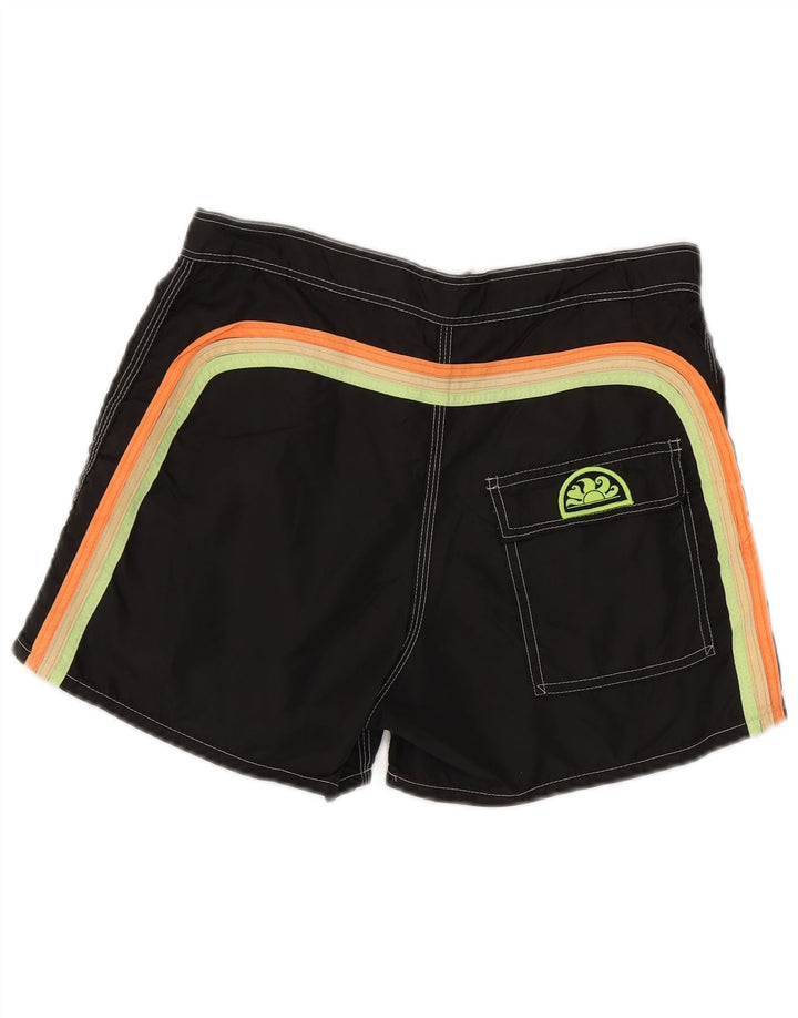 Sundek Herren-Badeshorts aus mittelschwarz gestreiftem Nylon