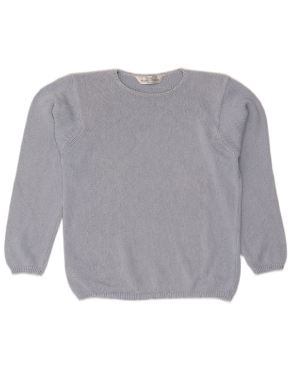 Marks & Spencer Damen-Pullover mit U-Boot-Ausschnitt, Gr. 8, Blau, Baumwolle