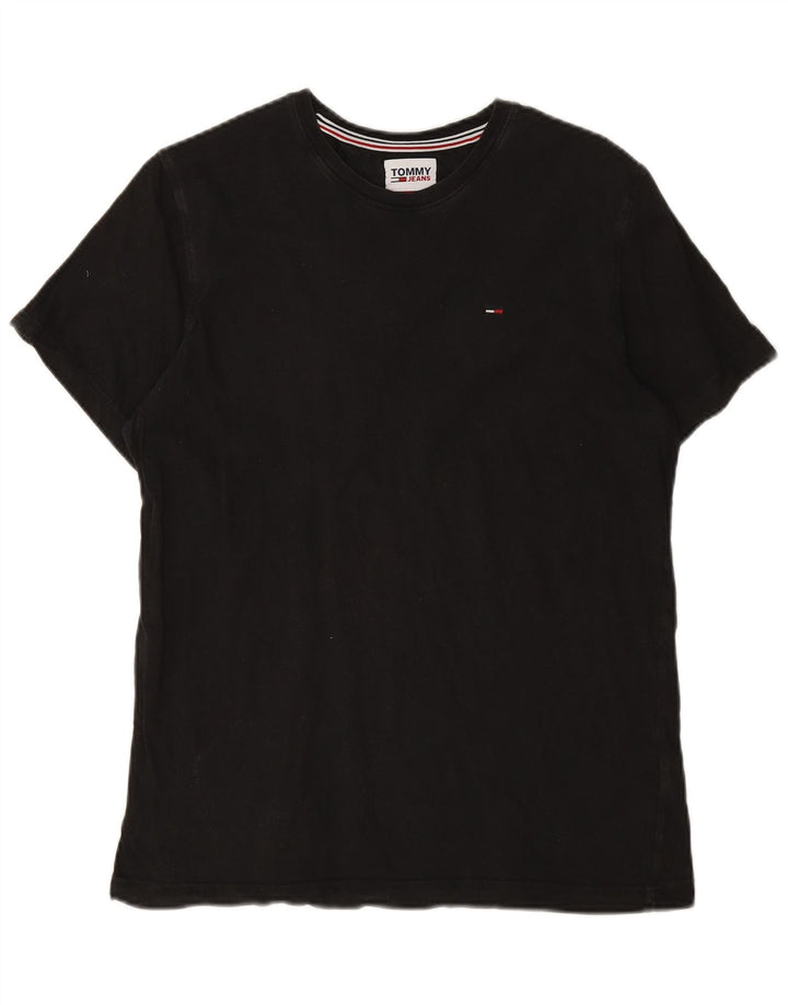 TOMMY HILFIGER Mens T-Shirt Top Medium Black Cotton