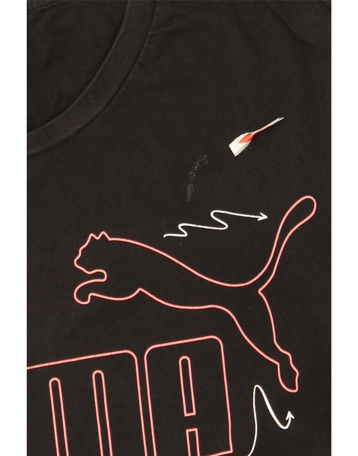 Puma Damen Grafik T-Shirt Top UK 14 Large Schwarz