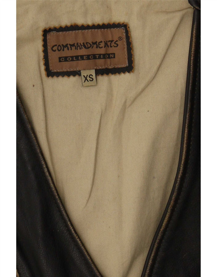 Vintage Herren Lederweste XS Schwarz