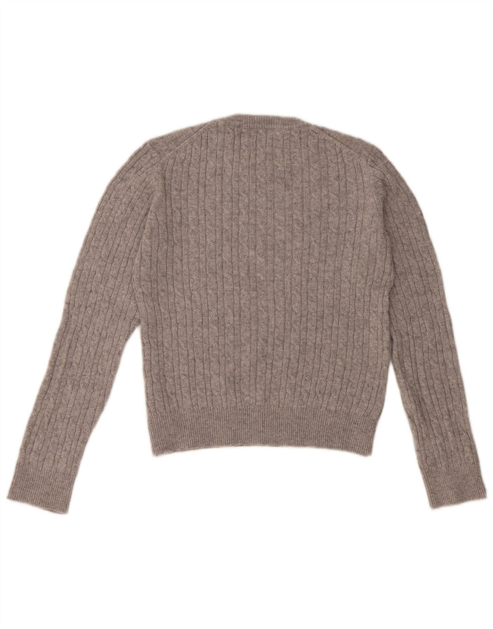 JACK WILLS Damen Crop Crew Neck Pullover Pullover UK 12 Mittelgraue Wolle