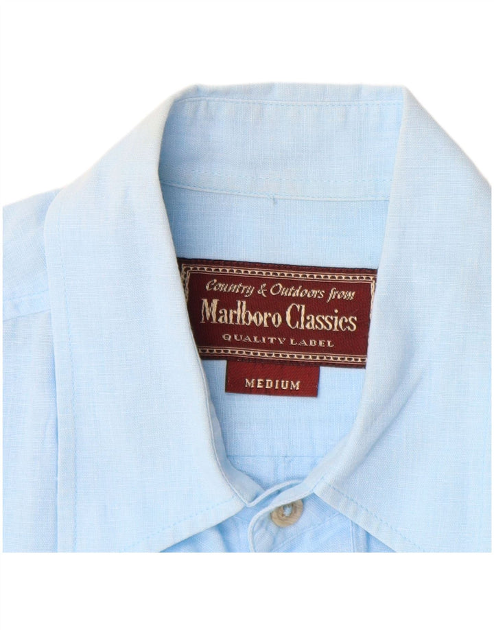 Marlboro Classics Herren Kurzarmhemd Mittelblau