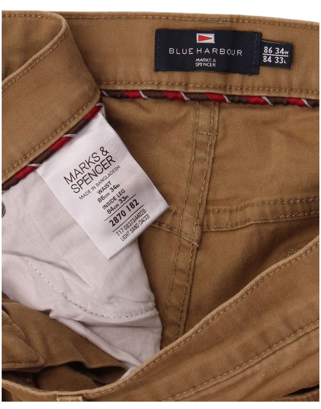 MARKS & SPENCER Herren Blue Harbor Freizeithose W34 L33 Braun