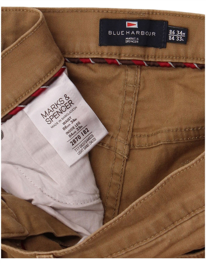 MARKS & SPENCER Herren Blue Harbor Freizeithose W34 L33 Braun