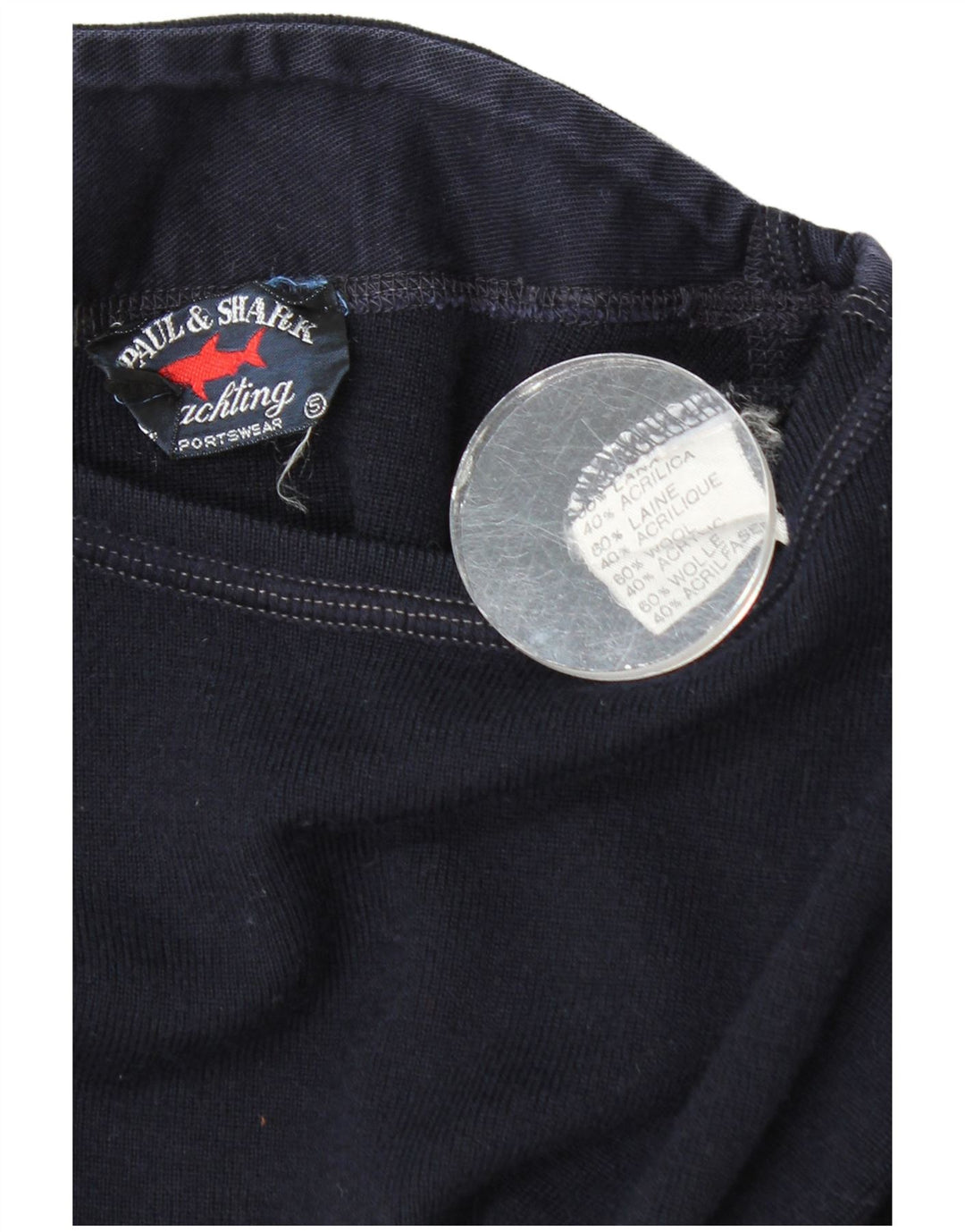 Paul & Shark Herren-Pullover mit U-Boot-Ausschnitt, mittlere marineblaue Wolle