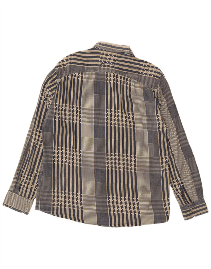 Desigual Herren Grafikhemd 2XL Blau Patchwork Baumwolle