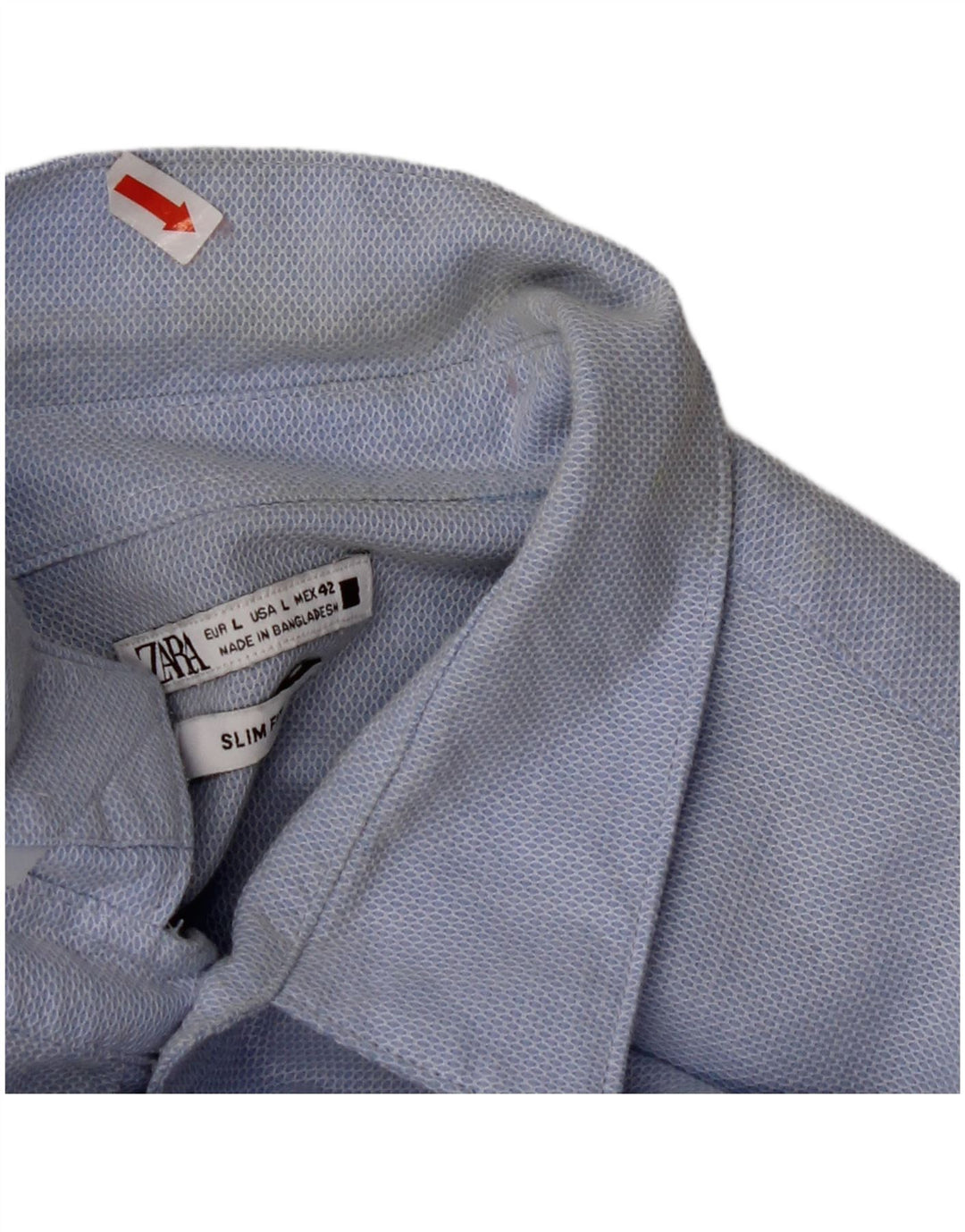 ZARA Herren-Slim-Fit-Hemd, groß, aus blauer Baumwolle